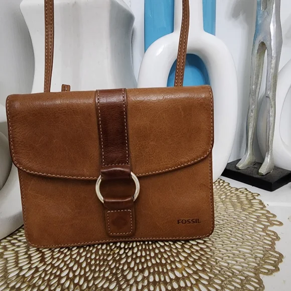 Fossil Brown Leather Crossbody Bag - Picture 4 of 15
